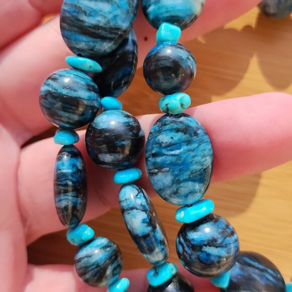 Jay King DTR blue Plume and Turquoise 43" Necklace 925 Sterling Silver, - Picture 8 of 16